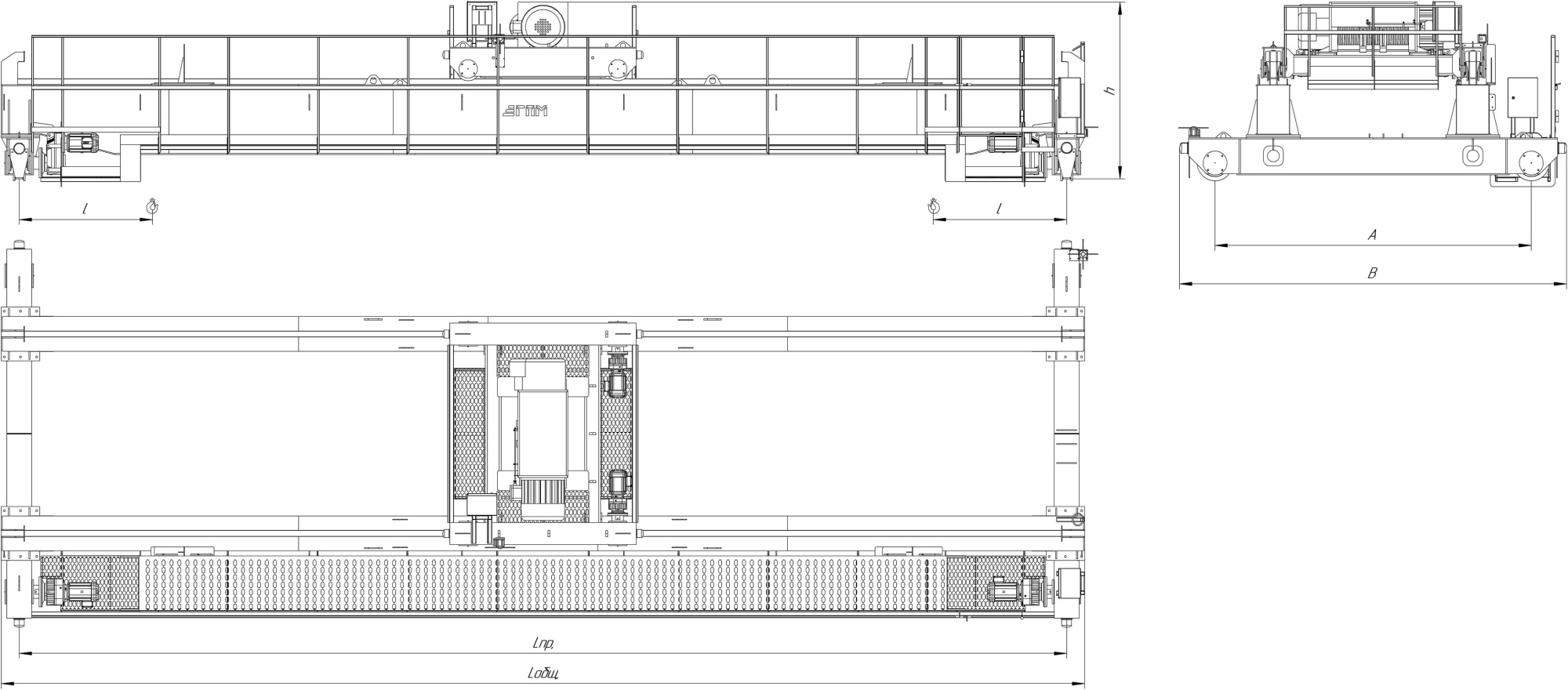 Кран мостовой электрический двухбалочный опорный 20 тонн