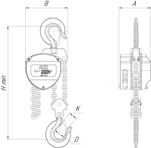 Таль ручная стационарная 3,2 тонны