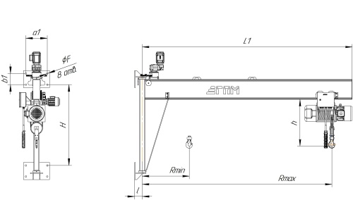 Кран консольный настенный электрический ККМ5 — 0,125 тонн