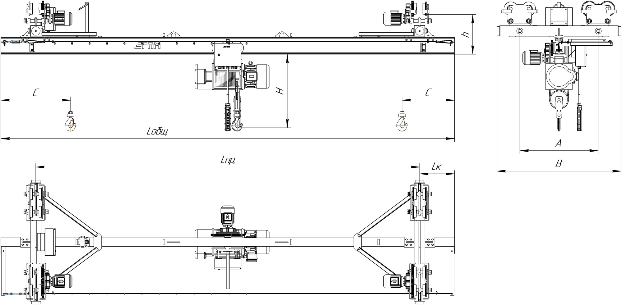 Кран мостовой электрический однобалочный подвесной г/п 10,0 Кран мостовой электрический однобалочный подвесной г/п 10,0