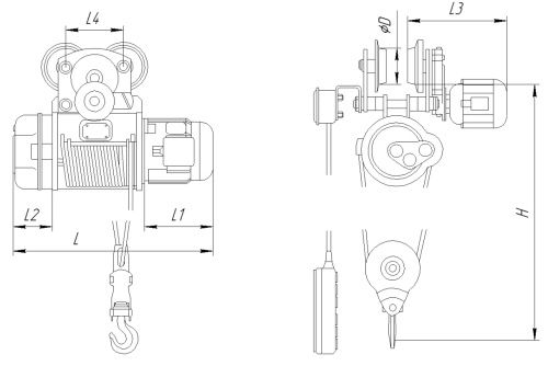 Таль электрическая канатная CD1 г/п 10
