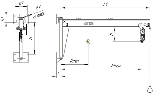 Кран консольный настенный ручной ККР 1 — 0,125 тонн