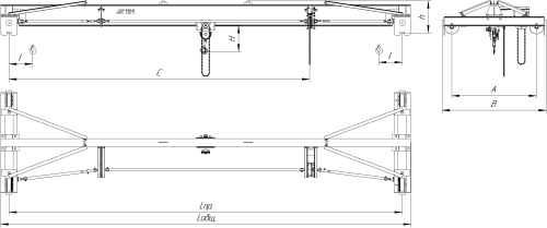 Кран опорный ручной мостовой однобалочный 3,2 тонны