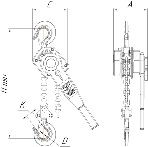 Таль рычажная 9 тонн