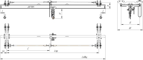 Кран подвесной ручной мостовой однобалочный 5 тонн